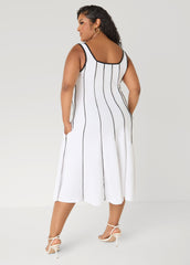 Piped Midi A Line Dress