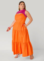 Cutout Two Tone Maxi Dress