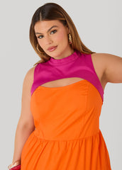 Cutout Two Tone Maxi Dress