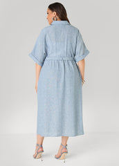 Collared Shirtdress with Tie Waist