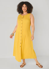 Pleated Woven Maxi Shirtdress