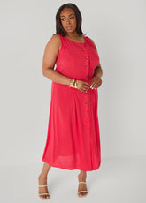 Pleated Maxi Shirtdress