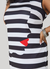 Heart Striped Bodycon Dress