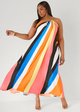 Chain Trimmed Striped Maxi Dress