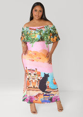 Tall Printed Off The Shoulder Dress