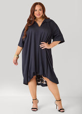 Denim Hi Low Bubble Dress