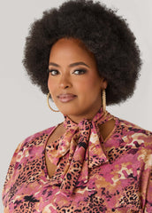 Tie Neck Printed Midaxi Dress