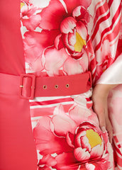 Paneled Floral Satin Dress