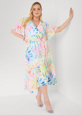 Tall Faux Wrap Watercolor Floral Dress