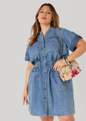 Stonewash Denim Cargo Dress