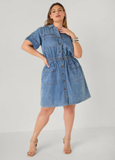 Stonewash Denim Cargo Dress