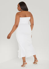 Strapless Drawstring Maxi Dress