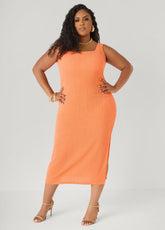 Textured Square Neck Midaxi Dress