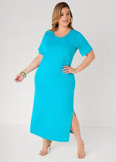 Stretch Knit Maxi T Shirt Dress