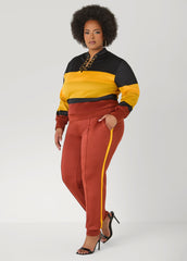 Chain Embellished Striped Pullover