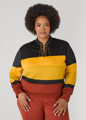 Chain Embellished Striped Pullover