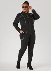 Piped Zip Front Track Jacket