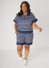 Athletic Knit Striped Pullover