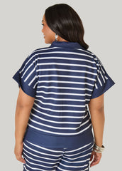 Athletic Knit Striped Pullover