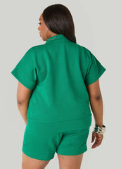 Zip Front Athletic Knit Pullover
