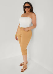 Cuffed Denim Capris