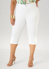 Cuffed Stretch Denim Capris