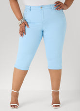 Cuffed Stretch Denim Capris