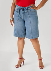 Braided Belt Bermuda Shorts