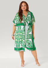 Scarf Print Open Front Duster