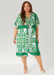 Scarf Print Open Front Duster