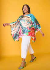 Postcard Print Satin Tunic