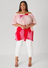 Off The Shoulder Floral Plisse Top