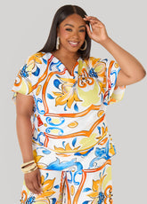 Floral Cowl Neck Blouse