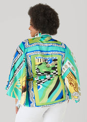 Belted Printed Satin Kimono