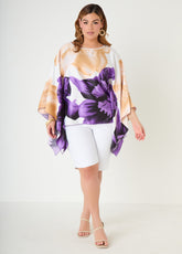 Draped Sleeve Floral Print Tunic