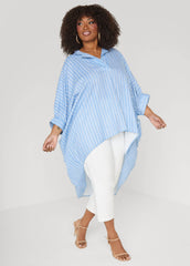 Striped Hi Low Linen Blend Top