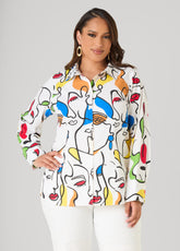 Face Print Collared Shirt