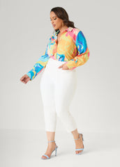 Watercolor Print Collared Shirt