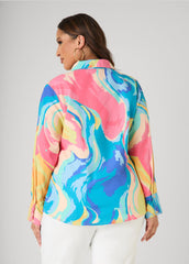 Watercolor Print Collared Shirt