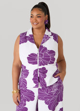 Ruched Floral Print Vest