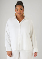 Long Sleeved Linen Blend Shirt