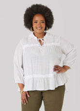 Ruffle Trimmed Gauze Blouse