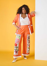 Floral Stamp Print Scuba Pants