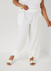Textured Cotton Gauze Pants