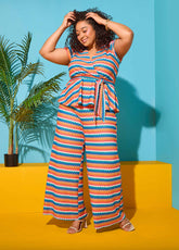 Chevron Knit Wide Leg Pants