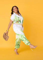 Palm Print Balloon Pants