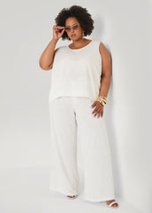Linen Blend Wide Leg Pants