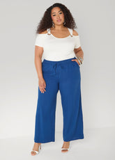 Drawstring Linen Blend Pants