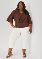 V Neck Stretch Crepe Top