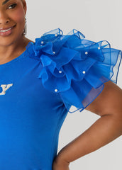 Slay Embellished Ruffled Tee